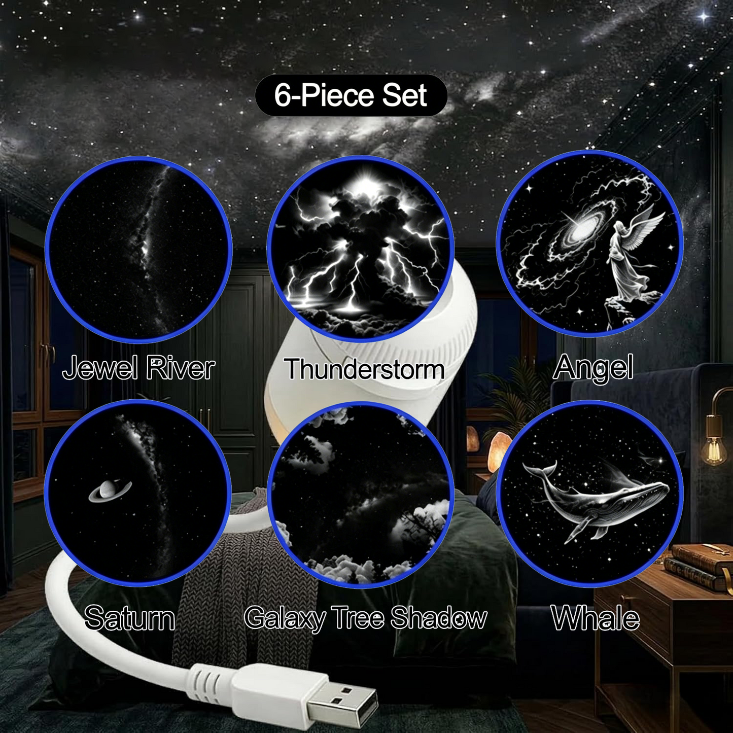 💡🌃2-in-1 Galaxy Star Projector USB Night Light for Indoor Decor