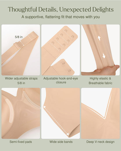 Seamless Deep V Push-Up Wireless Bra