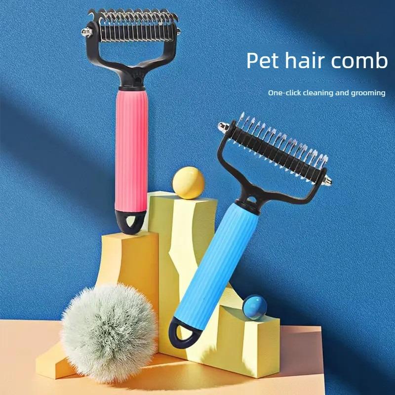 2-in-1 Pet Grooming Rake – Detangle, Deshed & Smooth Fur Easily
