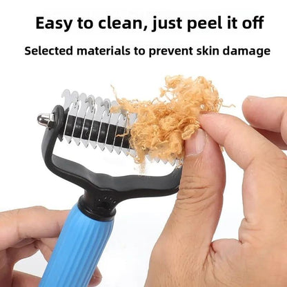 2-in-1 Pet Grooming Rake – Detangle, Deshed & Smooth Fur Easily
