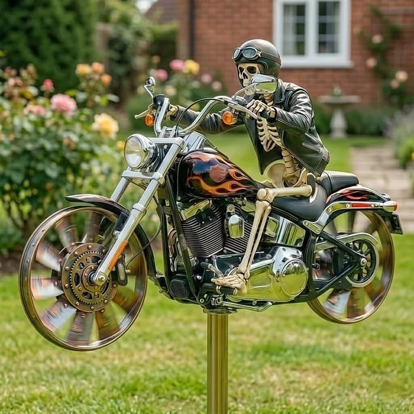 🔥Last Day Sale 50% OFF! 🎁🔥Skull Motorcycle Windmill