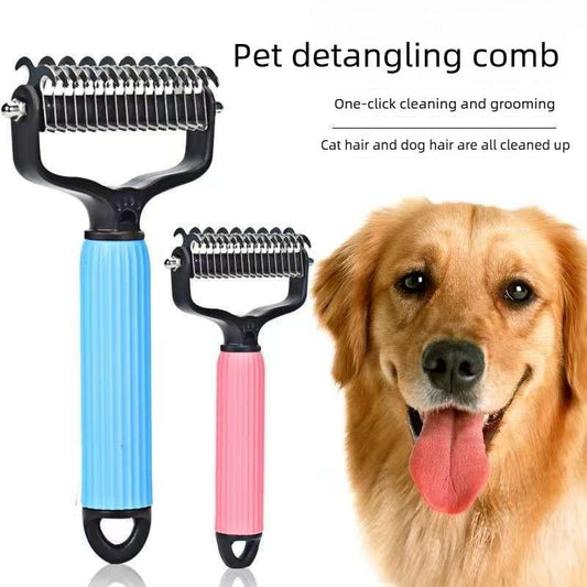 2-in-1 Pet Grooming Rake – Detangle, Deshed & Smooth Fur Easily